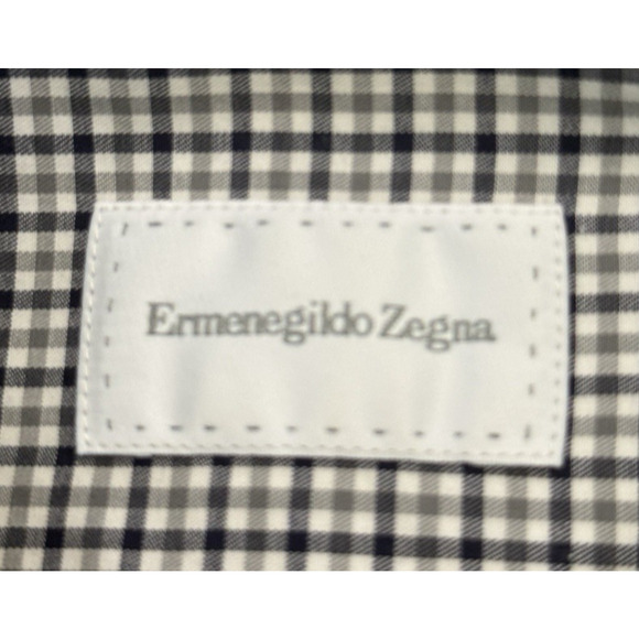 Ermenegildo Zegna Dress Shirt Men US 16 EU 41 Regular Black Gray Check Designer - Picture 2 of 6
